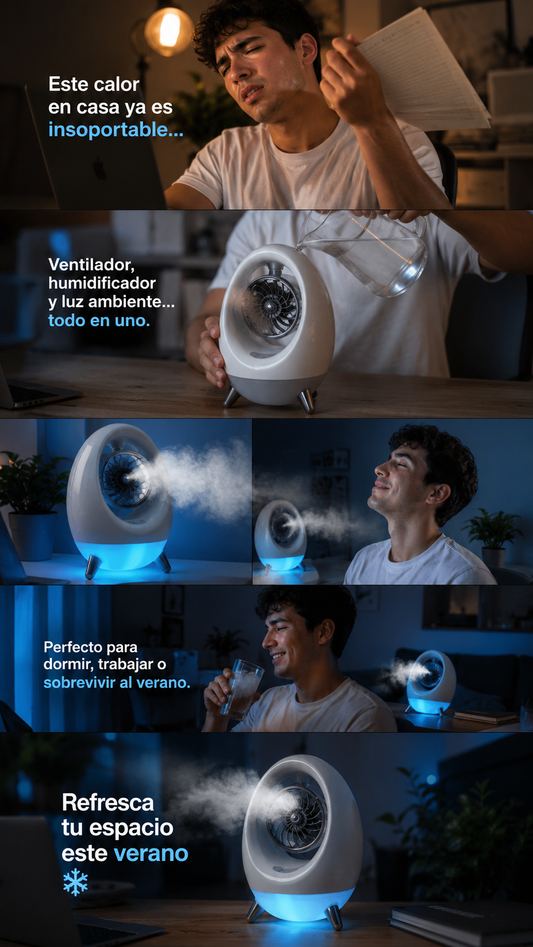 Cooling fan with night light and humidifier